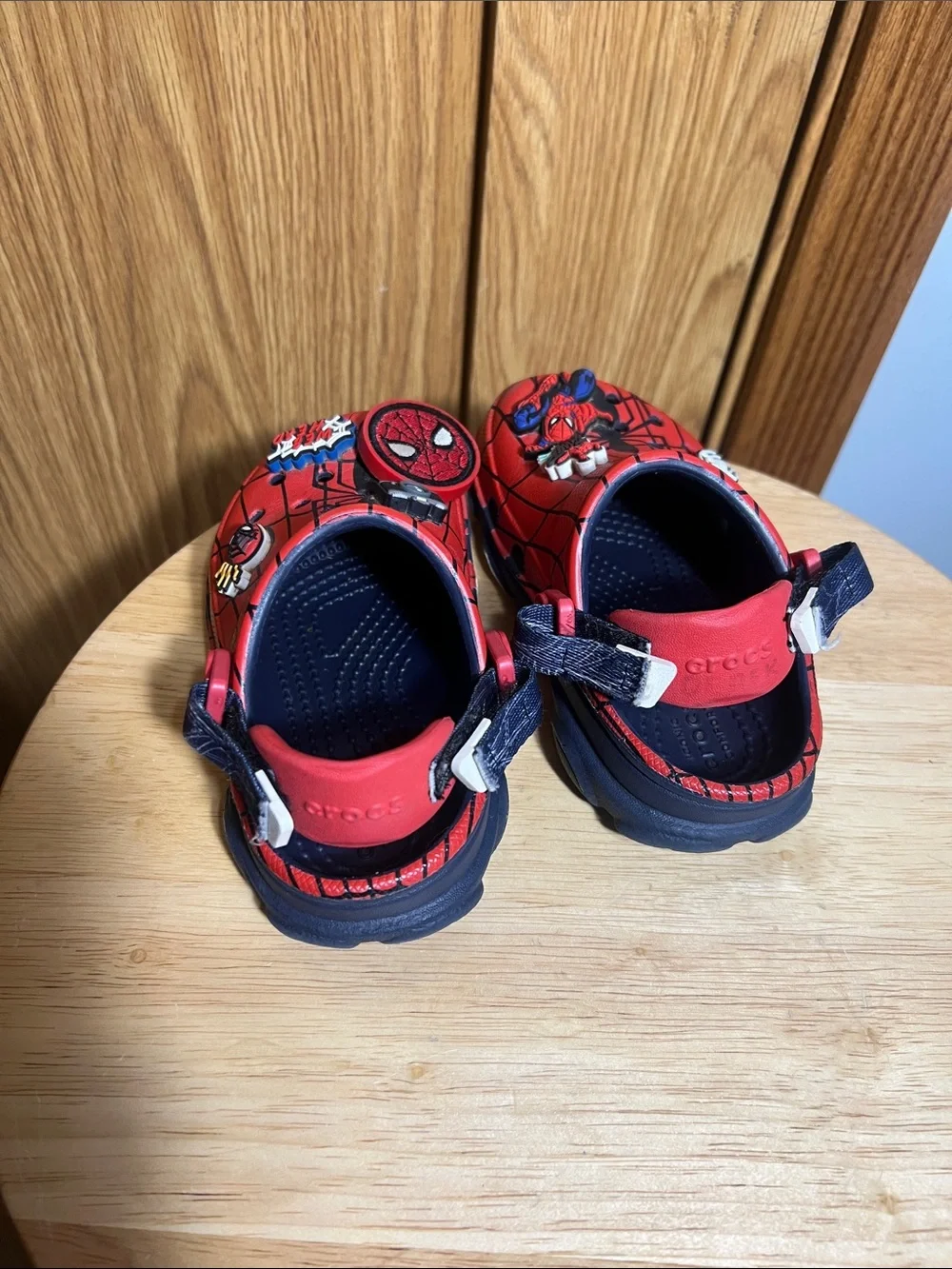 CROCS Red and Black Spider-Man Kids Clogs with Character Charms